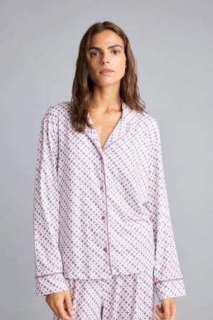 Regular Fit Desenli Biyeli Uzun Kollu Pijama Takımı