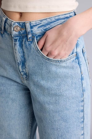 DeFacto Straıght Wıde Yüksek Bel Jean Yıkamalı Pantolon H3095AX26SMNM39