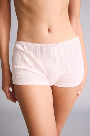 Fitlli Elastik Bel Fiyonk Detaylı Pembe Boxer