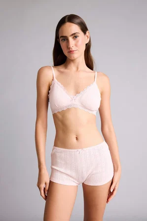 Fitlli Elastik Bel Fiyonk Detaylı Pembe Boxer