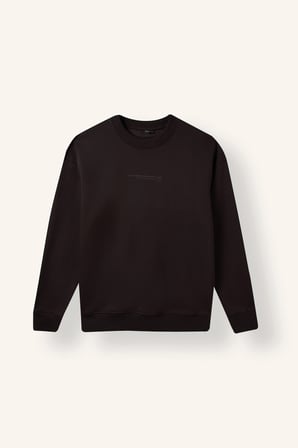 Boxy Fıt Bisiklet Yaka Baskılı Sweatshirt