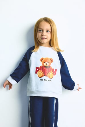 DeFacto %100 Pamuk Regular Fit Ayıcıklı Uzun Kollu Üst Lastikli Paça Alt 2'li Takım Kız Bebek I3661A526AUNV247