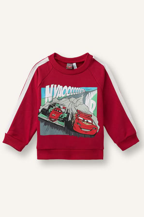DeFacto Cars Baskılı Şerit Detaylı Oversize Sweatshirt Erkek Bebek I3543A526WNRD166