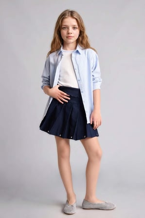 DeFacto Pamuklu Pileli Gabardin Mini Etek Kız Çocuk H9206A826AUNV31