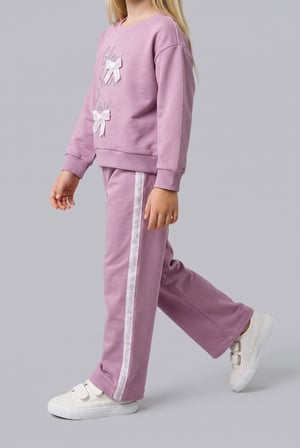 2'li Takım Baskılı Sweatshirt Eşofman Altı Kız Bebek