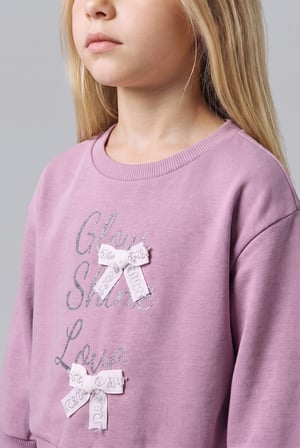 2'li Takım Baskılı Sweatshirt Eşofman Altı Kız Bebek