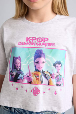 DeFacto Kpop - Demon Hunters Cropped Fıt Tişört Kız Çocuk H9478A826HSGR421
