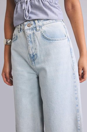 Wıde Leg Yüksek Bel Açık Mavi Jean Pantolon