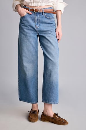 DeFacto Geniş Paça Culotte Yüksek Bel Kemerli Jean Pantolon H6910AX26AUNM28