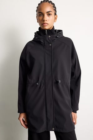 Regular Fit Beli Büzgülü Kapüşonlu Softshell Parka