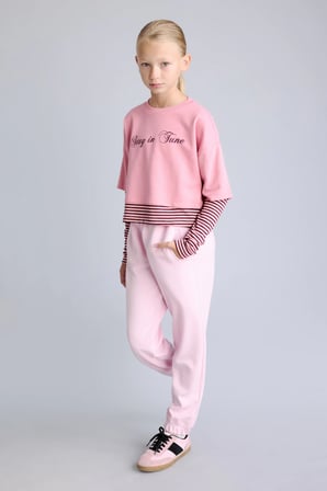Beli Bağcıklı Cepli Jogger Fit Modal Eşofman Altı Kız Çocuk