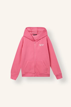 Fermuarlı Baskılı Kapüşonlu Sweatshirt Hırka Kız Çocuk