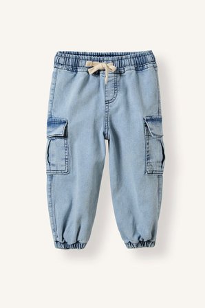 DeFacto Kargo Cepli Beli Lastikli Jogger Fit Jean Pantolon Erkek Bebek F3761A526AUNM39