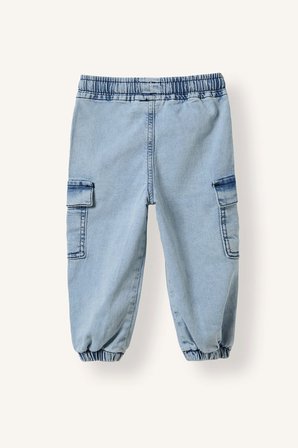 DeFacto Kargo Cepli Beli Lastikli Jogger Fit Jean Pantolon Erkek Bebek F3761A526AUNM39