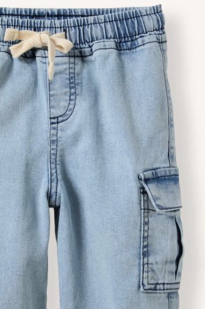 DeFacto Kargo Cepli Beli Lastikli Jogger Fit Jean Pantolon Erkek Bebek F3761A526AUNM39