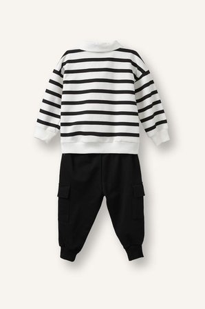DeFacto %100 Pamuk Uzun Kollu Sweatshirt Kargo Cepli Alt 2'li Takım Erkek Bebek I0148A526AUBK81