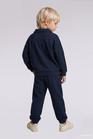 Baskılı Uzun Kollu Sweatshirt Üst Lastikli Paça Eşofman Altı 2'li Takım Erkek Bebek