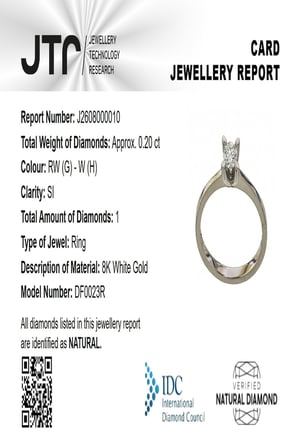0,20 Karat Beyaz Altın Pırlanta Yüzük