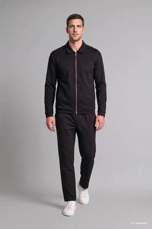 Relaxed Fit Cepli Düz Paça Uzun Boy Eşofman Altı