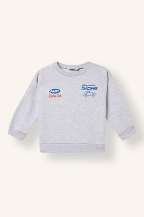 Oversıze Slogan Baskılı İçi Yumuşak Tüylü Kalın Sweatshirt Kumaşı Sweatshirt Erkek Bebek
