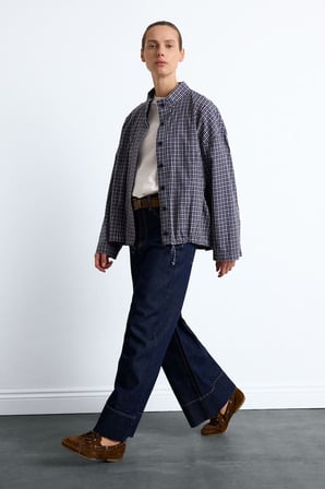 DeFacto %100 Pamuk Baggy Fit Geniş Paça Cepli Yıkamalı Kemerli Jean Pantolon H7129AX26AUNM82