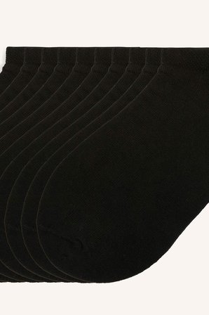 DeFacto Erkek 10'lu Pamuklu Sneaker Siyah Çorap I3490AXNSBK23