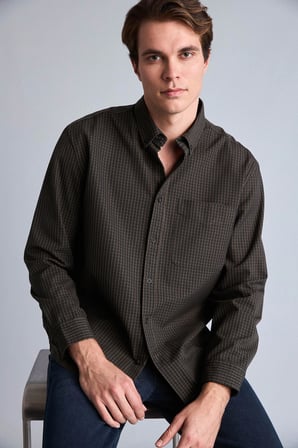 Relaxed Fit Polo Yaka Kareli Flanel Uzun Kollu Gömlek