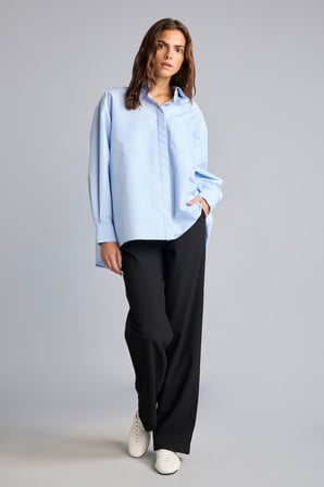 Straight Fit Yüksek Bel Dökümlü Düz Paça Pantolon
