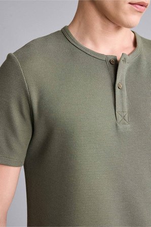 DeFacto Slım Fıt Waffle Kısa Kollu Henley Yaka Tişört I1093AX26SMKH401
