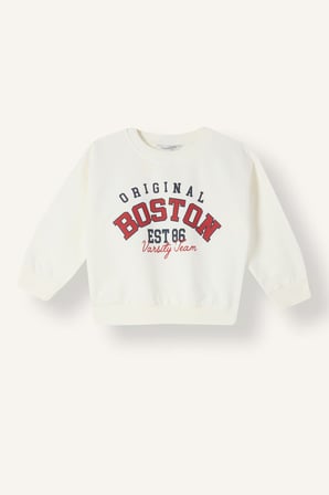 Regular Fıt Bisiklet Yaka Baskılı Sweatshirt Kumaşı Sweatshirt Erkek Bebek
