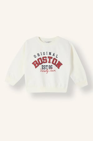 Regular Fıt Bisiklet Yaka Baskılı Sweatshirt Kumaşı Sweatshirt Erkek Bebek