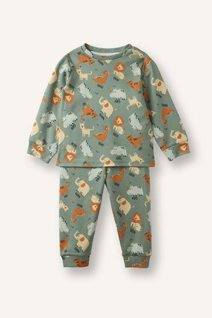DeFacto Baskılı Uzun Kollu Üst Lastikli Paça Alt 2'li Pijama Takımı Erkek Bebek I1436A526AUGN1107