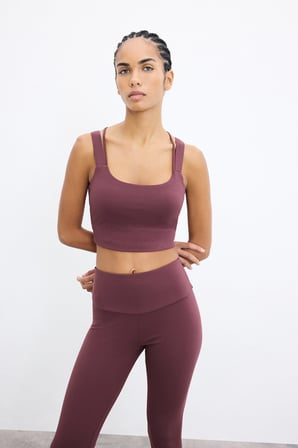 DeFacto Orta Destekli Bisiklet Yaka Çift Askılı Crop Sporcu Bra H5317AX26AUBR93