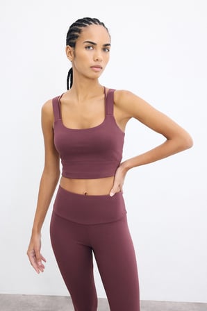 DeFacto Orta Destekli Bisiklet Yaka Çift Askılı Crop Sporcu Bra H5317AX26AUBR93