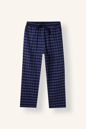 New Regular Fit Kareli Cepli Uzun Boy Flanel Pijama Altı