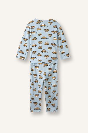 DeFacto Araba Desenli Fitilli Kaşkorse 2'li Pijama Takımı Erkek Bebek I1432A526AUBE343