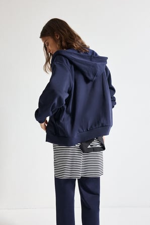 DeFacto Pamuklu Relax Fit Kapüşonlu Basıc Kalın Fermuarlı Sweatshirt C1809AX26WNNV251