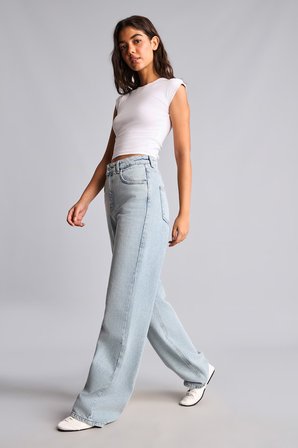 DeFacto %100 Pamuk Yüksek Bel 90's Wide Leg Jean Pantolon H6913AX26AUNM85