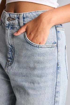 DeFacto %100 Pamuk Yüksek Bel 90's Wide Leg Jean Pantolon H6913AX26AUNM85