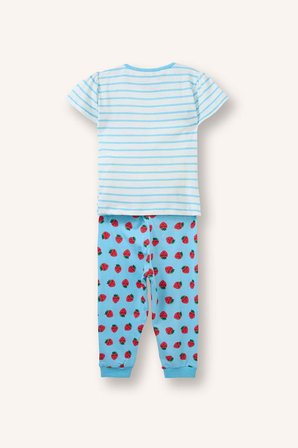 DeFacto %100 Pamuk Regular Fıt Kısa Kollu Baskılı Tişört Baskılı Lastikli Paça Alt 2'li Pijama Takımı Kız Bebek H5502A526SMWT46