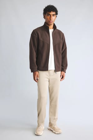 Slim Fit Dik Yaka Fermuarlı Polar Mont