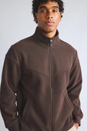 Slim Fit Dik Yaka Fermuarlı Polar Mont