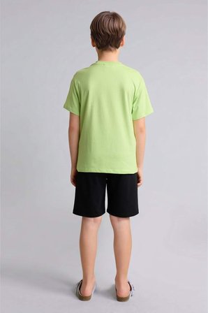 DeFacto %100 Pamuk Nınja Turtles-Retro Kısa Kollu Tişört Şort Alt 2'li Pijama Takımı Erkek Çocuk H8008A826HSGN597