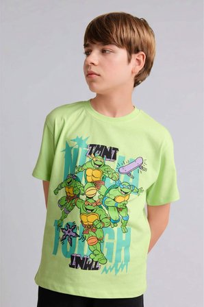 DeFacto %100 Pamuk Nınja Turtles-Retro Kısa Kollu Tişört Şort Alt 2'li Pijama Takımı Erkek Çocuk H8008A826HSGN597