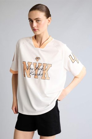 NBA New York Knıcks Oversıze Mesh Forma Kumaş Kısa Kollu Tişört