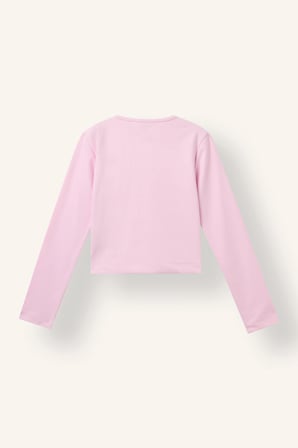 Bisiklet Yaka Pencere Detaylı Uzun Kollu Crop Basic Tişört Kız Çocuk