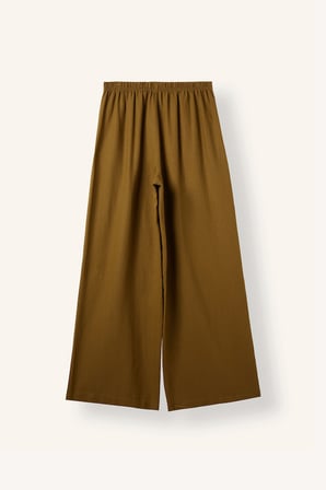 Regular Fit Geniş Paça Pileli Keten Pantolon
