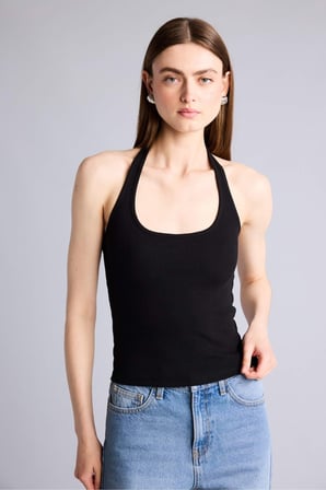 DeFacto Fıtted Halter Yaka Fitilli Kaşkorse Atlet H8088AX26SMBK81