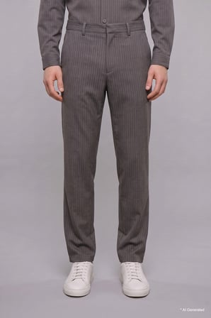 Çizgili Lastikli Bel Baggy Fit Pantolon