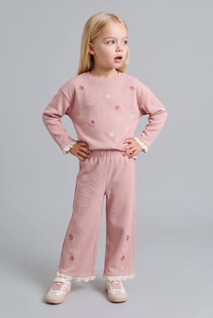 Wıde Leg Çiçekli Pantolon Kız Bebek